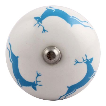 Turquoise Running Rein Deer Pattern Ceramic Wine Stopper (Pack Of One Piece)